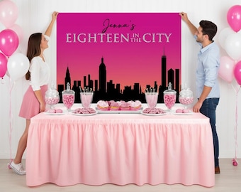 Fondo personalizado "Fiesta en la ciudad" – Decoración para cumpleaños, despedidas de soltera (digital o impreso)