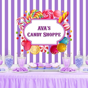 CANDY SHOP Personalized Birthday Party Backdrop Sweet Shop Candy Store Candyland Tea Party Birthday Party Background Candy Party Decoration