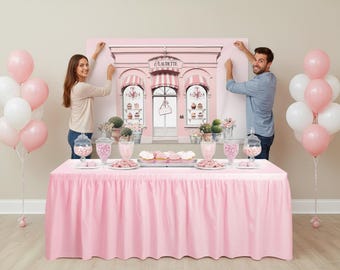 Fondo para cafetería parisina – Decoración para fiestas temáticas de pastelería francesa (digital o impreso)