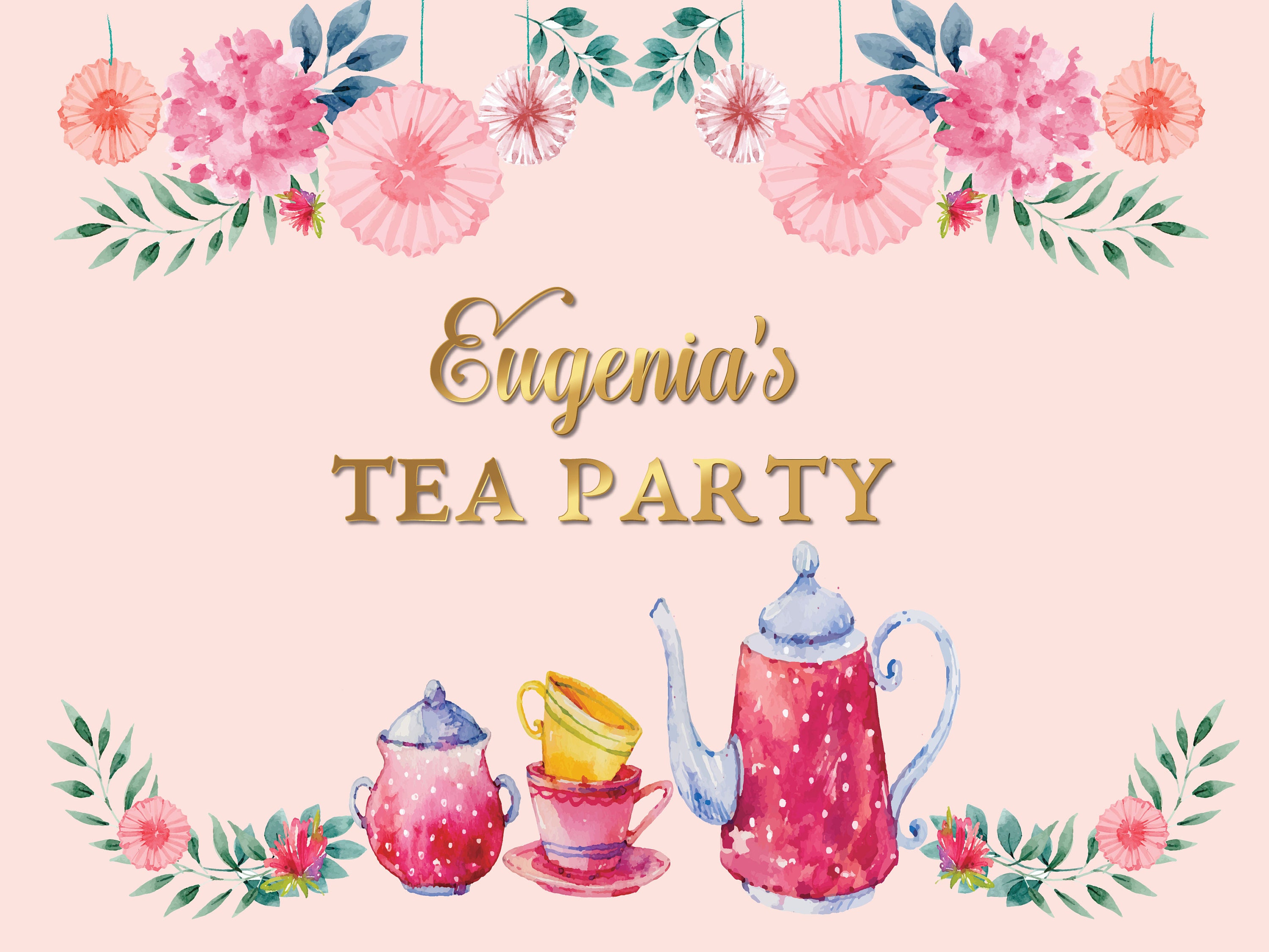 PERSONALIZED Party Backdrop Personalized Tea Party - Etsy