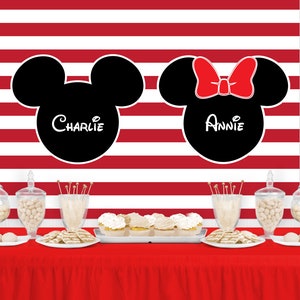MOUSE Characters Inspired Party Backdrop - Personalized Baby Party Background - Baby Shower Party Decoration - Birthday Party Banner - Twins
