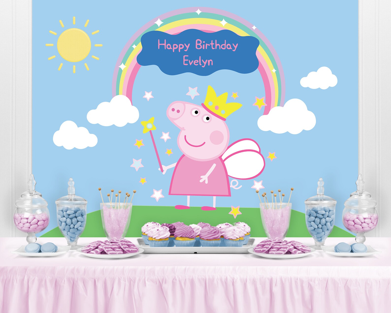 PEPPA PIG Inspired Backdrop Peppa Pig Personalized Birthday | Etsy