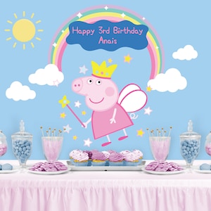 PIG Character Inspired Backdrop - Personalized Birthday Party Backdrop - Party Fairy Banner