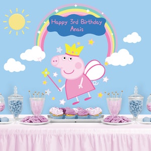 PIG Character Inspired Backdrop - Personalized Birthday Party Backdrop - Party Fairy Banner