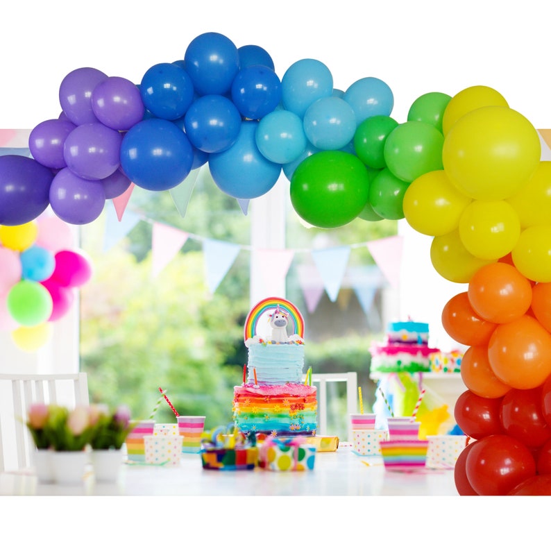 RAINBOW BALLOON Garland Kit 12 ft Colorful Rainbow Balloon Etsy