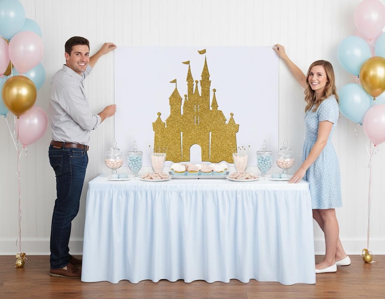 Princess Castle Birthday Backdrop – Glitter Party Decor (Digital or Printed)