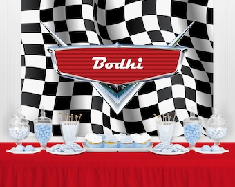 CARS Inspired Personalized Birthday Backdrop - Birthday Party Background - Cars Party Decoration - Party Banner