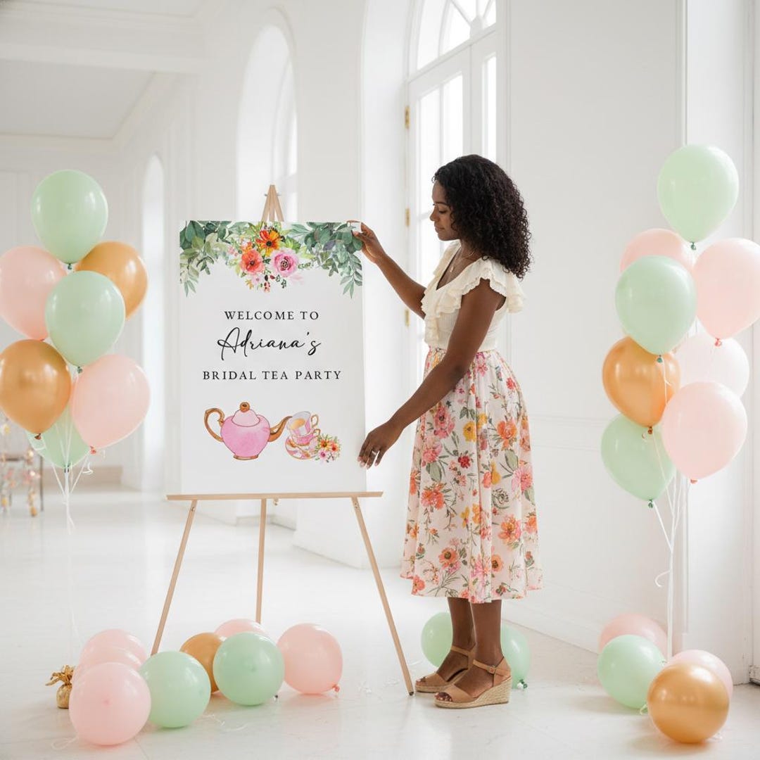 dresses for tea party bridal shower Tea Party Bridal Shower Sign  Acrylic, Frosted & Mirror  SpeedyOrders