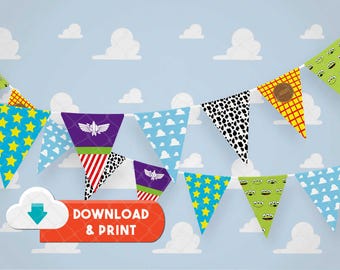 Op Toy Story geïnspireerde banner voor verjaardagsfeestje – afdrukbare slinger (digitale download)