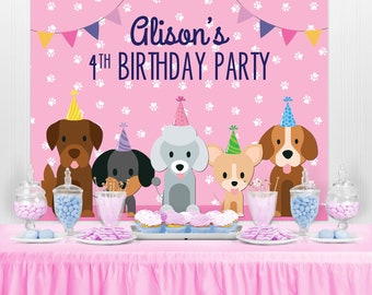 PUPPY DOG PAWTY Party Backdrop - Dog Lover Party Background - Puppy Lover Party Decoration - Cute First Birthday  Puppy Love Party
