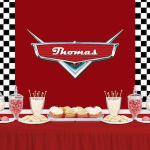 CARS Inspired Personalized Birthday Backdrop - Birthday Party Background - Cars Party Decoration - Party Banner