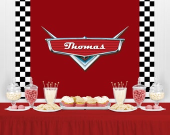 CARS Inspired Personalized Birthday Backdrop - Birthday Party Background - Cars Party Decoration - Party Banner