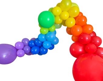 RAINBOW BALLOON Garland Kit - 14 ft Colorful Rainbow Balloon Arch Set - Balloon DIY Garland Kit - Rainbow Balloons for Party Decor