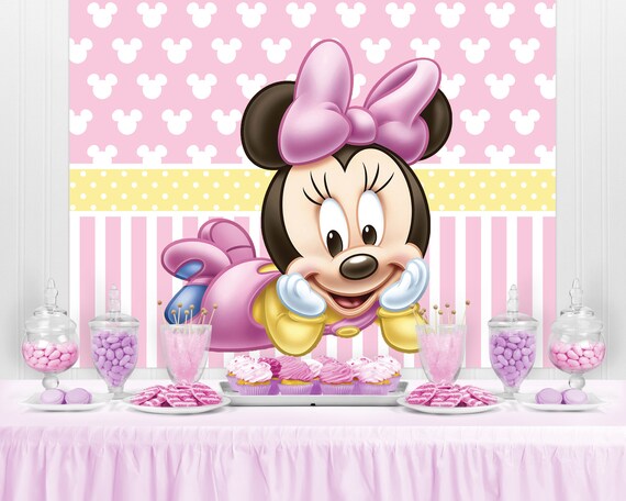 Baby Minnie Mouse Birthday Party Backdrop Minnie Mouse Etsy