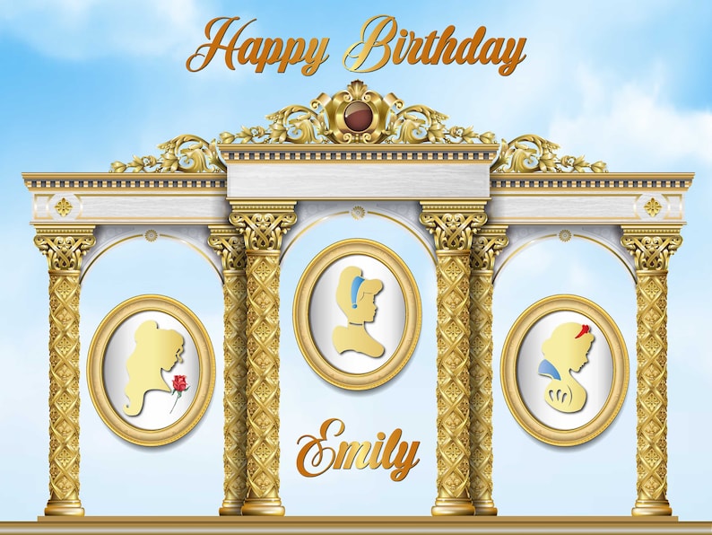 Belle Cinderella Snow White Party PRINCESS CASTLE Birthday Backdrop Disney Princess Inspired Princess Castle Party Backdrop