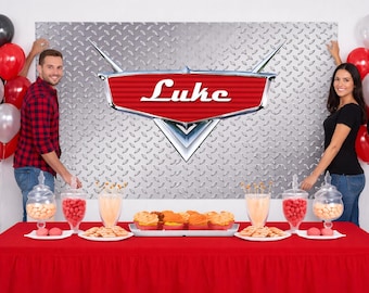 Cars Birthday Backdrop – Personalized Party Banner (Digital or Printed)