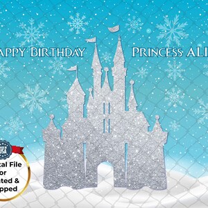 Personalized Frozen Castle Birthday Backdrop - Winter Wonderland Party (Digital or Printed) image 3