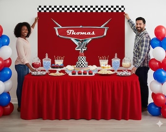 Personalized Cars Birthday Backdrop – Party Decoration (Digital or Printed)
