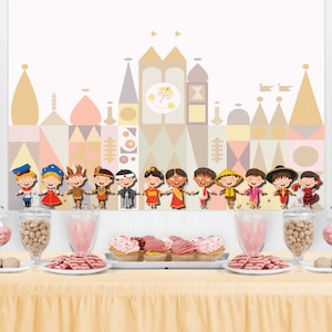 PRINTED Its a SMALL WORLD Inspired Birthday Party Backdrop - Small World Birthday Party Background  Its a Small World Party Decoration
