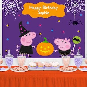 PIG Halloween Birthday Party Backdrop - Pig Inspired Birthday Party Background - Pig Party Banner - Halloween party