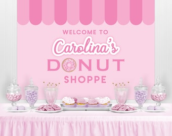 GoHeBe 7x5ft Cute Donut Themed Party Decoration Photo Studio Background Grown up Banner Photography Backdrops for Photography Wedding Birthday Party Baby Photo Home Wallpaper Newborn Baby Portrait 