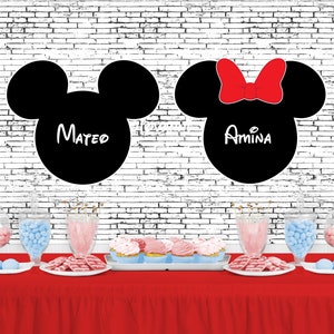 MOUSE Characters Inspired Party Backdrop - Personalized Baby Party Background - Baby Shower Party Decoration - Birthday Party Banner - Twins