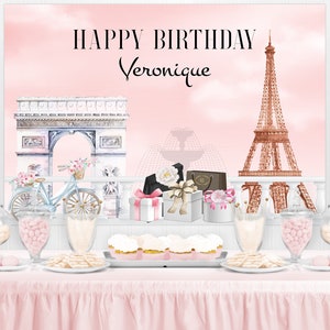 PARIS Party Backdrop - Personalized Paris Birthday Bridal Shower Baby Shower Party Background Chic Girl Paris Banner Decoration Eiffel Tower