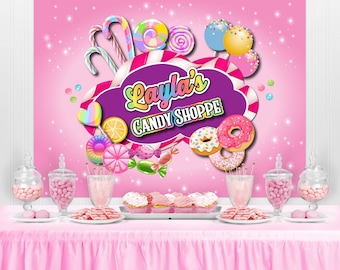 Candy Shop Personalized Birthday Party Backdrop Sweet Shop Etsy