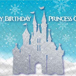 Personalized Frozen Castle Birthday Backdrop - Winter Wonderland Party (Digital or Printed) image 4