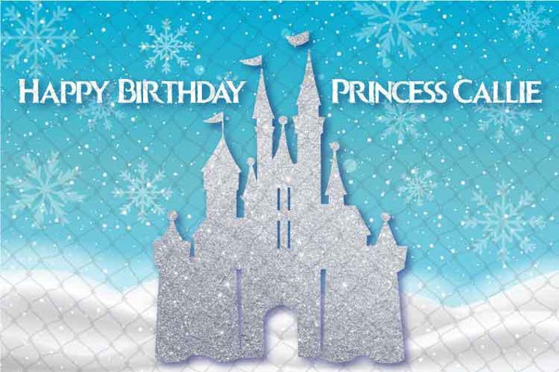 Personalized Frozen Castle Birthday Backdrop - Winter Wonderland Party (Digital or Printed) image 4