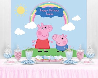 PIG Character Inspired Backdrop - Personalized Birthday Party Backdrop - Party Fairy Banner Party Decoration