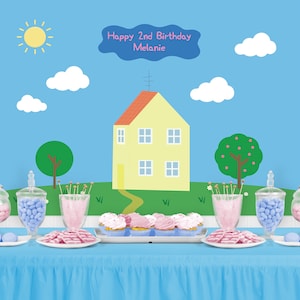 PIG Character Inspired Backdrop - Personalized Birthday Party Backdrop - Party Banner Party Decoration
