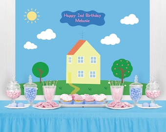 Toile de fond inspirée du personnage de cochon - toile de fond personnalisée pour fête d'anniversaire - décoration de fête bannière