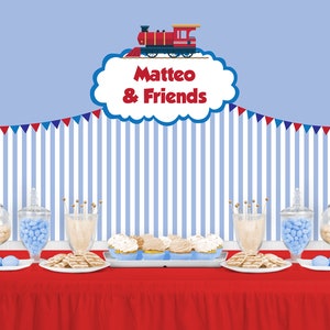 TRAIN Personalized Birthday Party Backdrop - Trains Birthday Party Background - Train Party Banner Decor - Party Banner