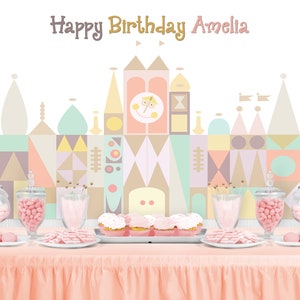 ITS a SMALL WORLD Inspired  Personalized Birthday Party Backdrop - Small World Inspired Birthday Party Background - Small World Decoration