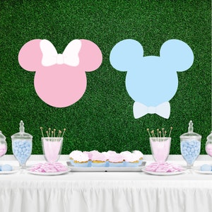 MOUSE Characters Inspired Gender Reveal Party Backdrop - Personalized Baby Party Background - Baby Shower Party Decoration - Party Banner