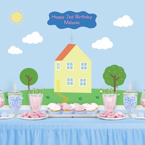 PIG Character Inspired Backdrop - Personalized Birthday Party Backdrop - Party Banner Party Decoration