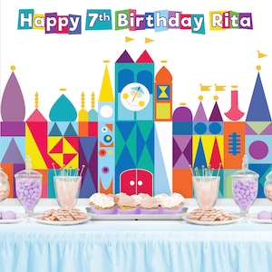 ITS a SMALL WORLD Inspired  Personalized Birthday Party Backdrop - Small World Inspired Birthday Party Background - Small World Decoration