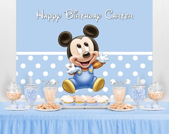 PERSONALIZED Birthday Party Backdrop Mouse Character Birthday