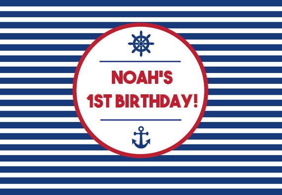 NAUTICAL Personalized Party Backdrop - Maritime First Birthday Party  Background - Pirate Party Banner Decoration - Beach Party - Ship Sailor