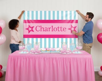 Personalized Doll Birthday Backdrop - Custom Party Decoration (Digital or Printed)