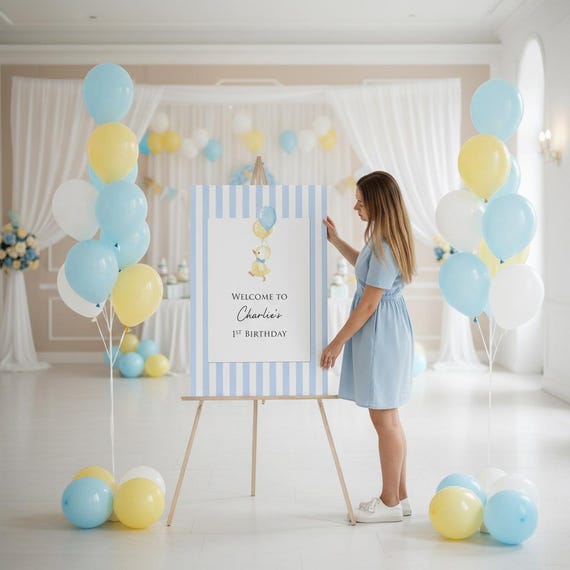 Personalized Duck Baby Shower Welcome Sign, Boy Girl Party Foam Board (Printed)