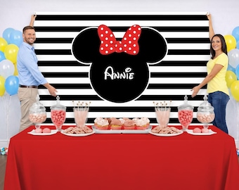 Personalized Mouse Birthday Party Backdrop – Printable or Printed