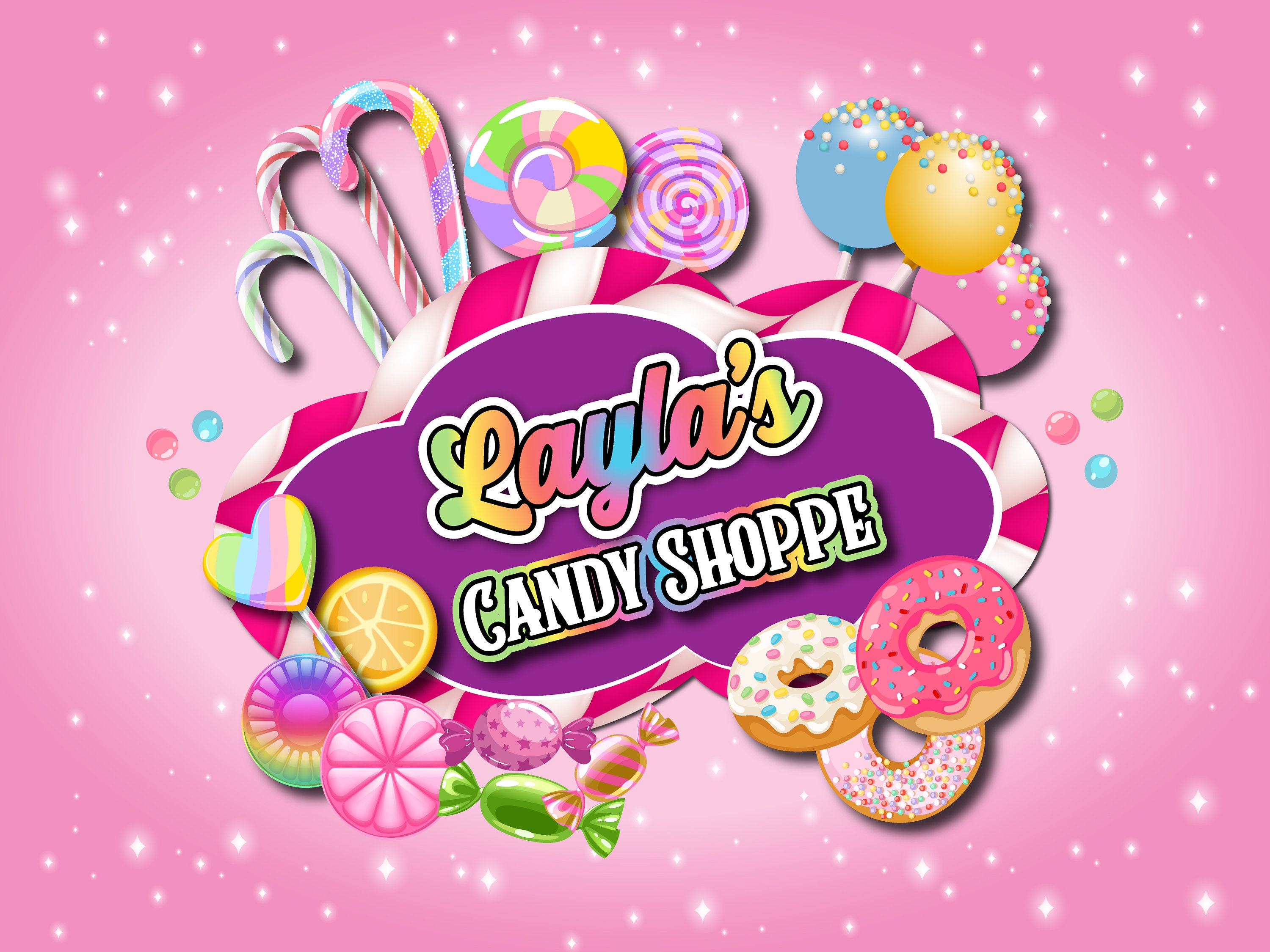 CANDY SHOP Personalized Birthday Party Backdrop