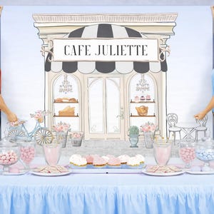 Fondo personalizado de pastelería francesa, cafetería y panadería – Cumpleaños en París, Despedida de soltera – Digital o impreso