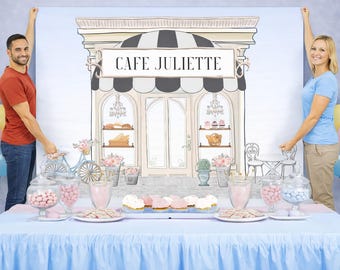 Personalized French Patisserie Cafe Bakery Backdrop – Paris Birthday, Bridal Shower - Digital or Printed