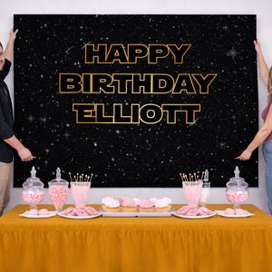 Space Birthday Party Backdrop: Star Wars Inspired Banner (Digital or Printed)
