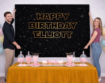 Space Birthday Party Backdrop: Star Wars Inspired Banner (Digital or Printed)
