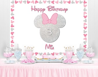 Fondo de fiesta de cumpleaños personalizado inspirado en el personaje MOUSE - Fondo de fiesta de cumpleaños - Decoración de fiesta - Banner de fiesta - Fiesta de cumpleaños