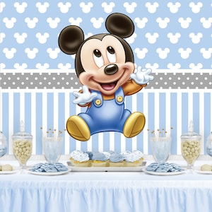 PRINTED Birthday Party Backdrop -  Mouse Character Birthday Party Background - Baby Mouse Party Decoration - First Birthday - Baby Shower